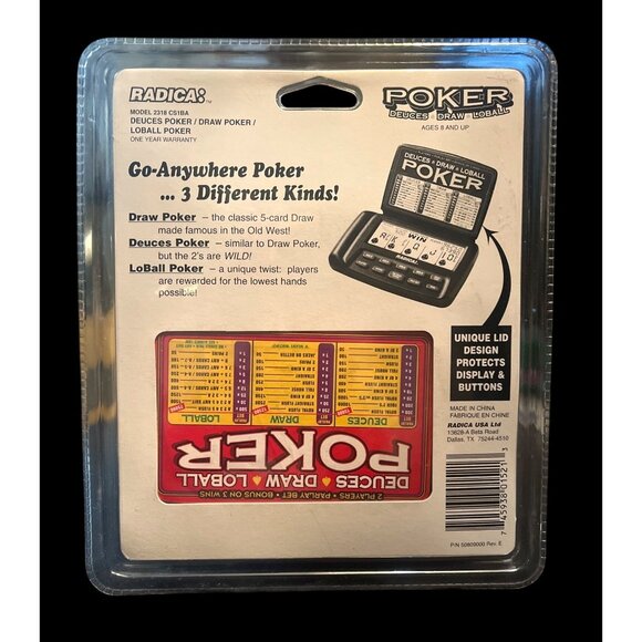 Radica Poker Handheld Game Deuces/Draw/Lobal 3-In-1 Protective Lid Extra Large L - Picture 2 of 4